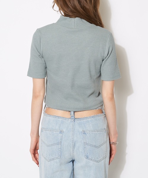 SPIRALGIRL（スパイラルガール）の「プチハイアシメリブトップス（Tシャツ/カットソー・レディース・ブラック/オフホワイト/ブルー・FREE）」の12枚目の写真