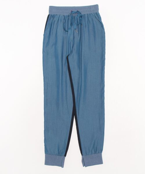 Q(キュー)の「バイカラーデニムジョガーパンツ(デニムパンツ・レディース・ネイビー/カーキ・MEDIUM)」の4枚目の写真