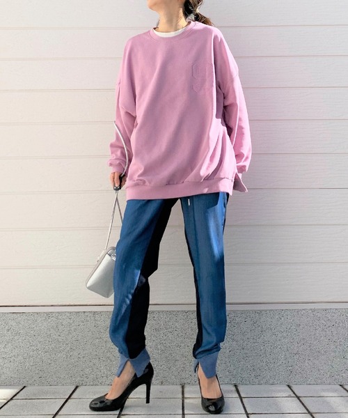 Q(キュー)の「バイカラーデニムジョガーパンツ(デニムパンツ・レディース・ネイビー/カーキ・MEDIUM)」の17枚目の写真