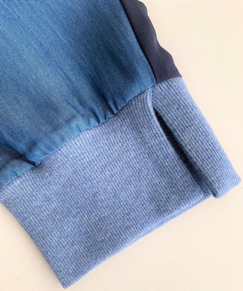 Q(キュー)の「バイカラーデニムジョガーパンツ(デニムパンツ・レディース・ネイビー/カーキ・MEDIUM)」の7枚目の写真