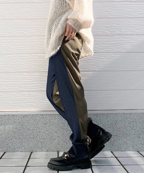 Q(キュー)の「バイカラーデニムジョガーパンツ(デニムパンツ・レディース・ネイビー/カーキ・MEDIUM)」の12枚目の写真