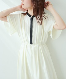 natural couture | 軽やかな春の雰囲気をまとったような1枚 パール釦フレアスリーブシャツワンピース(ワンピース)