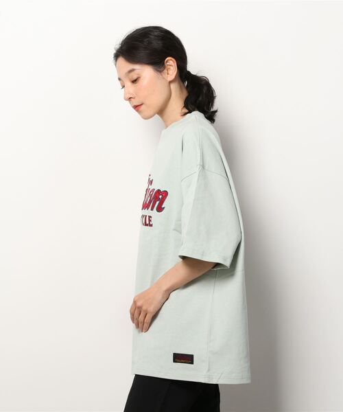 INDIAN(インディアン)の「『INDIAN』サテンロゴ オーバーサイズTシャツ(Tシャツ/カットソー・レディース・ホワイト/ブラック/ミント・MEDIUM/LARGE)」の4枚目の写真