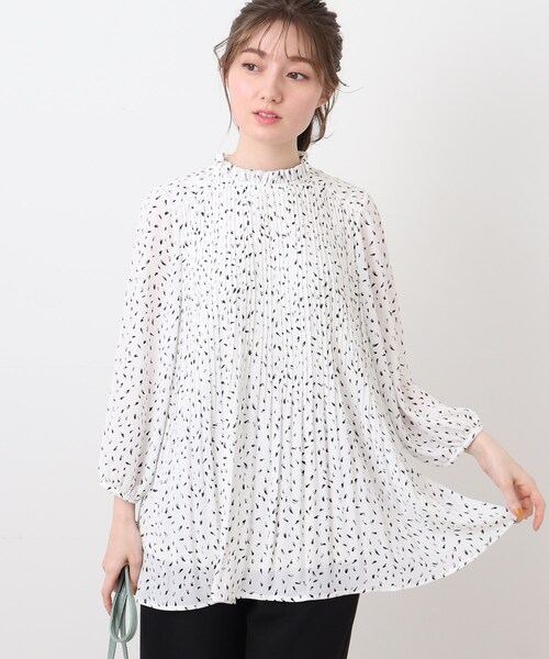 DRESKIP（ドレスキップ）の「◆シフォンプリーツフリル七分袖ブラウス（シャツ/ブラウス・レディース・グリーン系1/ブラック系/ホワイト系3・02/03/04）」の4枚目の写真