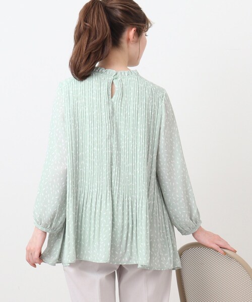 DRESKIP（ドレスキップ）の「◆シフォンプリーツフリル七分袖ブラウス（シャツ/ブラウス・レディース・グリーン系1/ブラック系/ホワイト系3・02/03/04）」の14枚目の写真