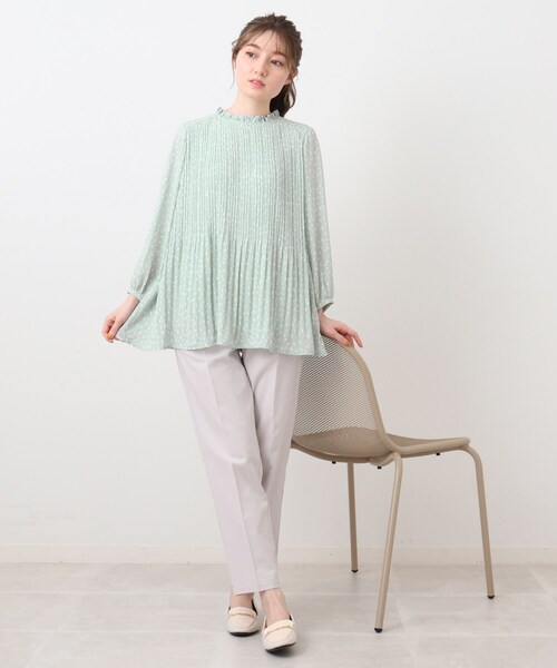 DRESKIP（ドレスキップ）の「◆シフォンプリーツフリル七分袖ブラウス（シャツ/ブラウス・レディース・グリーン系1/ブラック系/ホワイト系3・02/03/04）」の15枚目の写真