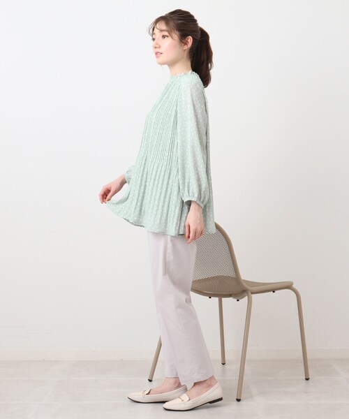 DRESKIP（ドレスキップ）の「◆シフォンプリーツフリル七分袖ブラウス（シャツ/ブラウス・レディース・グリーン系1/ブラック系/ホワイト系3・02/03/04）」の16枚目の写真