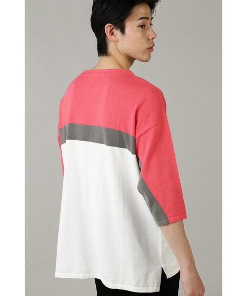 BLUE TORNADO（ブルートルネード）の「BLUE TORNADO∴BIGシルエット7分袖ラインニット（ニット/セーター・メンズ・ピンク・F）」の6枚目の写真