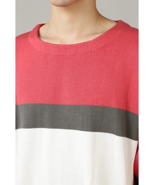 BLUE TORNADO（ブルートルネード）の「BLUE TORNADO∴BIGシルエット7分袖ラインニット（ニット/セーター・メンズ・ピンク・F）」の7枚目の写真