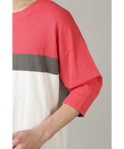 BLUE TORNADO（ブルートルネード）の「BLUE TORNADO∴BIGシルエット7分袖ラインニット（ニット/セーター・メンズ・ピンク・F）」の8枚目の写真