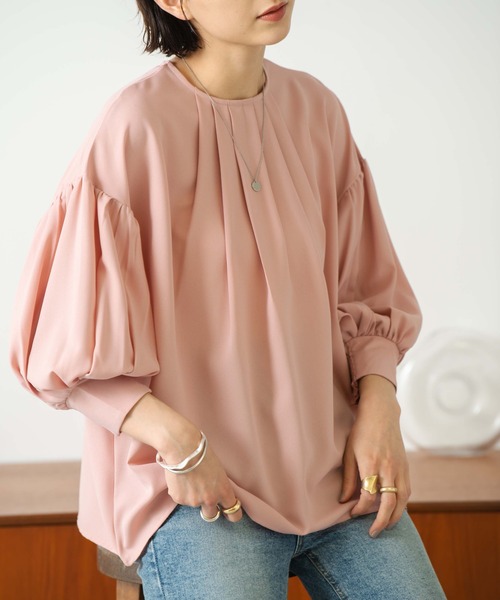 HANNE(アン)の「フロントタックギャザースリーブブラウス(シャツ/ブラウス・レディース・ホワイト/ブラック/ピンク・フリー)」の13枚目の写真