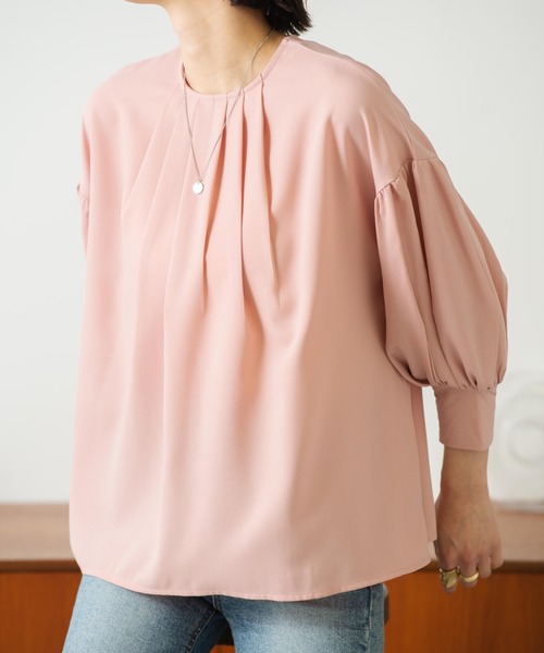 HANNE(アン)の「フロントタックギャザースリーブブラウス(シャツ/ブラウス・レディース・ホワイト/ブラック/ピンク・フリー)」の12枚目の写真