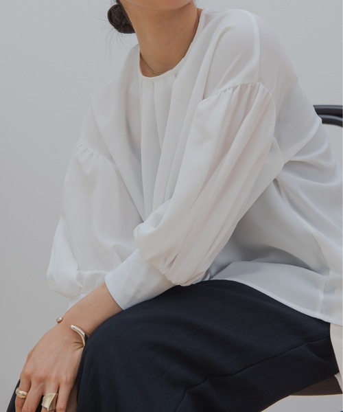 HANNE(アン)の「フロントタックギャザースリーブブラウス(シャツ/ブラウス・レディース・ホワイト/ブラック/ピンク・フリー)」の20枚目の写真