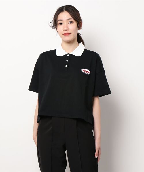 INGNI(イング)の「胸ロゴ襟配色ポロシャツ(Tシャツ/カットソー・レディース・ブラック/ブルー/グリーン/ホワイト×グリーン・M)」の3枚目の写真