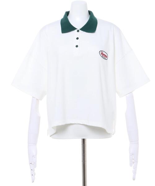 INGNI(イング)の「胸ロゴ襟配色ポロシャツ(Tシャツ/カットソー・レディース・ブラック/ブルー/グリーン/ホワイト×グリーン・M)」の5枚目の写真