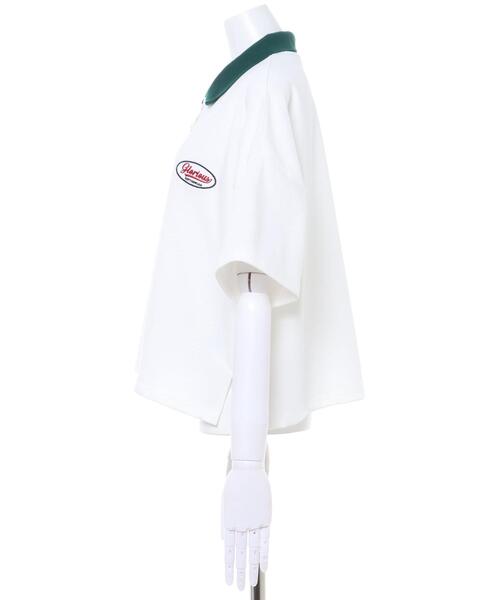 INGNI(イング)の「胸ロゴ襟配色ポロシャツ(Tシャツ/カットソー・レディース・ブラック/ブルー/グリーン/ホワイト×グリーン・M)」の6枚目の写真