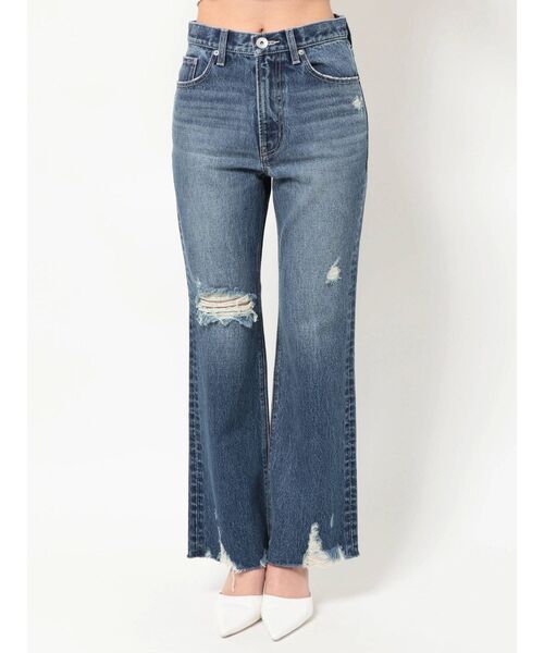 GYDA（ジェイダ）の「ハイウエスト HEMダメージ フレアデニムパンツ（デニムパンツ・レディース・ブルー/ライトブルー・X-SMALL/SMALL/MEDIUM）」の18枚目の写真