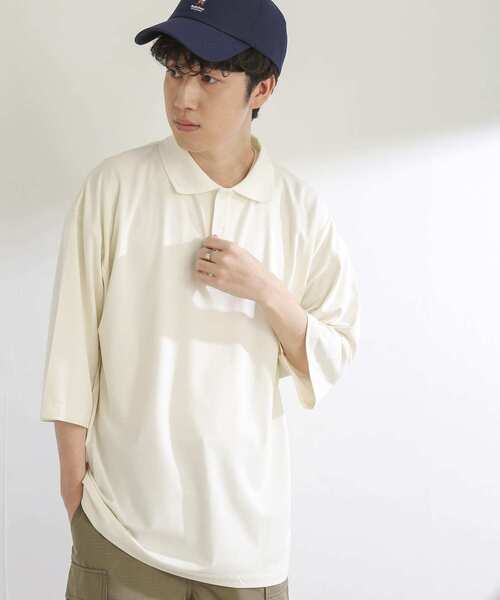 SENSE OF PLACE by URBAN RESEARCH（センスオブプレイスバイアーバンリサーチ）の「『ユニセックス』エクストラルーズポロシャツ(5分袖)（ポロシャツ・メンズ・アイボリー/ブラック/グリーン/パープル・MEDIUM/LARGE）」の6枚目の写真