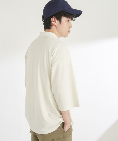 SENSE OF PLACE by URBAN RESEARCH（センスオブプレイスバイアーバンリサーチ）の「『ユニセックス』エクストラルーズポロシャツ(5分袖)（ポロシャツ・メンズ・アイボリー/ブラック/グリーン/パープル・MEDIUM/LARGE）」の7枚目の写真