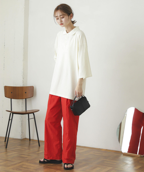 SENSE OF PLACE by URBAN RESEARCH（センスオブプレイスバイアーバンリサーチ）の「『ユニセックス』エクストラルーズポロシャツ(5分袖)（ポロシャツ・メンズ・アイボリー/ブラック/グリーン/パープル・MEDIUM/LARGE）」の9枚目の写真