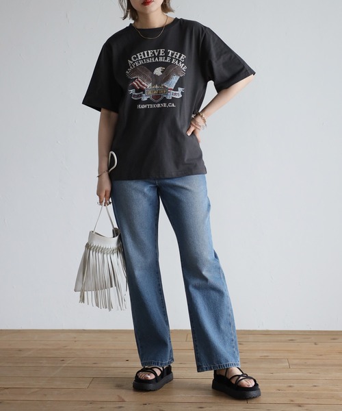 Bonjour Sagan(ボンジュールサガン)の「イーグルプリントTシャツ(Tシャツ/カットソー・レディース・チャコールグレー・FREE)」の14枚目の写真