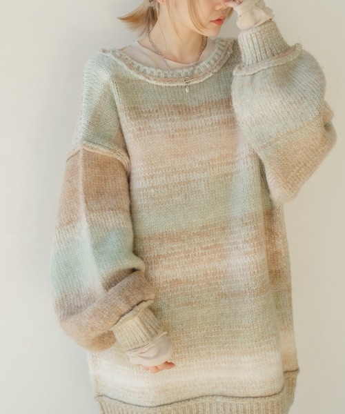 Kastane(カスタネ)の「【2022AWアイテム】グラデーションニットカーディガン(カーディガン/ボレロ・レディース・グレー/ピンク/グリーン・FREE)」の11枚目の写真