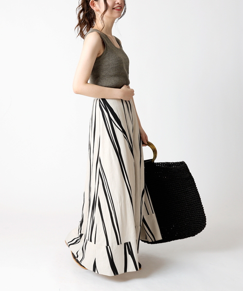 B.C STOCK（ベーセーストック）の「ラージペーパーカゴBAG（かごバッグ・レディース・ブラック/ベージュ・FREE）」の4枚目の写真