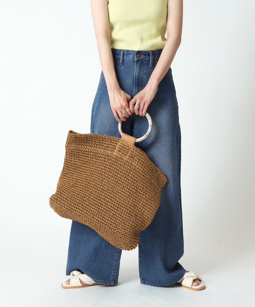 B.C STOCK（ベーセーストック）の「ラージペーパーカゴBAG（かごバッグ・レディース・ブラック/ベージュ・FREE）」の7枚目の写真