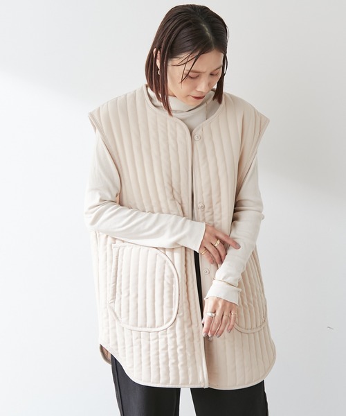 Omekashi（オメカシ）の「キルティングベスト（ベスト・レディース・ブラック/ベージュ/アイボリー・FREE）」の2枚目の写真