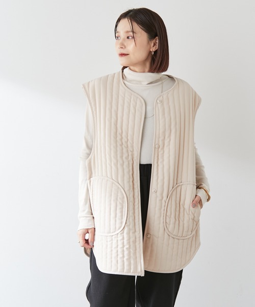 Omekashi（オメカシ）の「キルティングベスト（ベスト・レディース・ブラック/ベージュ/アイボリー・FREE）」の7枚目の写真