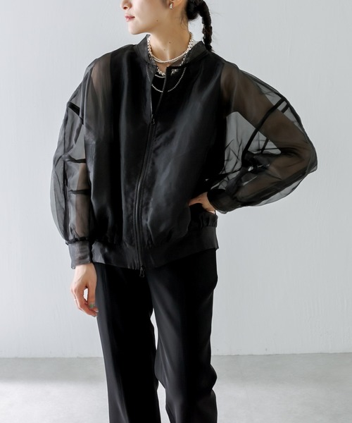 ear PAPILLONNER(イアパピヨネ)の「【SUM1 STYLE(スミ スタイル)】シアーブルゾン(ブルゾン・レディース・ブラック/アイボリー・FREE)」の3枚目の写真