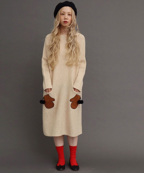 peu pres（プープレ）の「さがら刺繍ミトンポケットOP（ワンピース