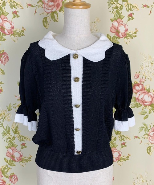 Clice de Paris（クリシェドゥパリス）の「K/バイカラーニットTOPS（ニット/セーター・レディース・ブラック・ONESIZE）」の7枚目の写真