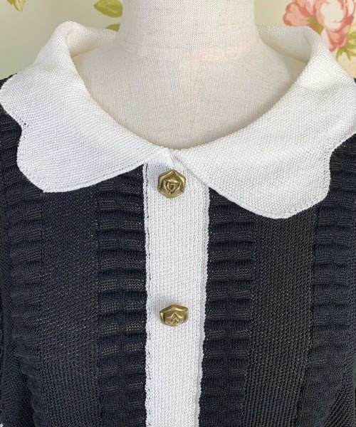 Clice de Paris（クリシェドゥパリス）の「K/バイカラーニットTOPS（ニット/セーター・レディース・ブラック・ONESIZE）」の3枚目の写真