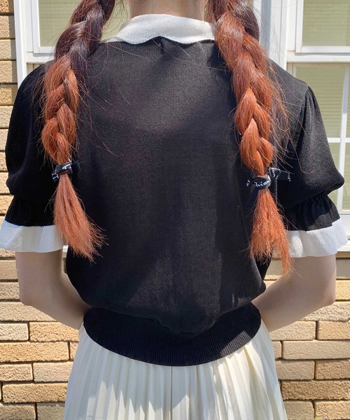 Clice de Paris（クリシェドゥパリス）の「K/バイカラーニットTOPS（ニット/セーター・レディース・ブラック・ONESIZE）」の8枚目の写真