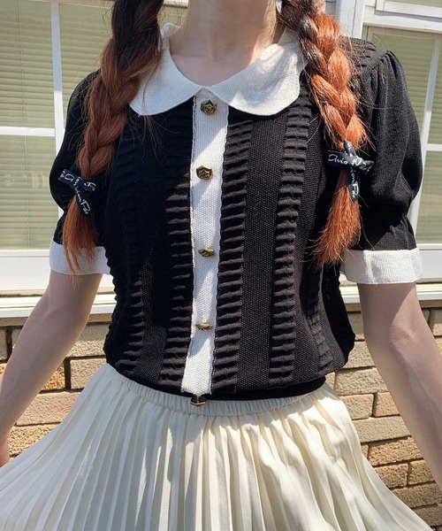 Clice de Paris（クリシェドゥパリス）の「K/バイカラーニットTOPS（ニット/セーター・レディース・ブラック・ONESIZE）」の4枚目の写真