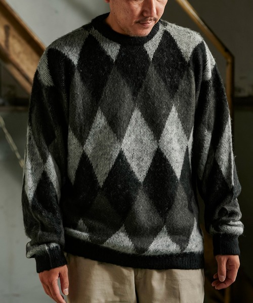 GORDON MILLER(ゴードンミラー)の「GORDON MILLER(ゴードンミラー)ダイヤ柄シャギーニットクルー 016(ニット/セーター・メンズ・グレー/ブラウン・L/M)」の17枚目の写真