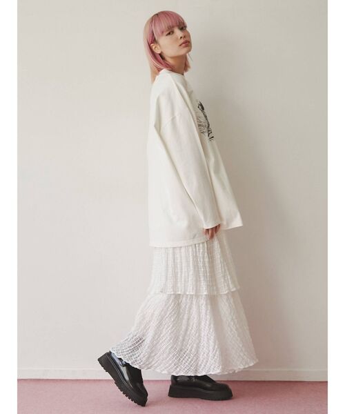 merry jenny（メリージェニー）の「Run dog long Tee（Tシャツ/カットソー・レディース・オフホワイト/ベージュ/パープル・FREE）」の19枚目の写真