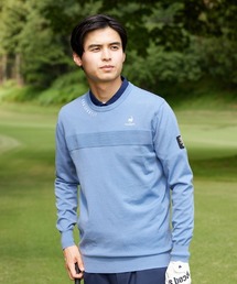 サイズ：M LE COQ GOLF ルコックゴルフ  Vネック ニットセーター ボーダー柄 ブラック系 [240101434067] ゴルフウェア メンズ ストスト le coq sportif golf 地柄セーター -デサントストア-DESCENTE STORE-