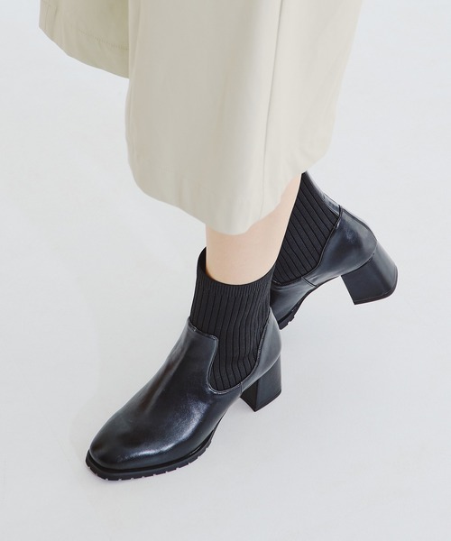 ORiental TRaffic（オリエンタルトラフィック）の「スクエアトゥニットヒールブーツ/21421（ブーツ・レディース・ブラック/ベージュ/レッド・LL/S/M/L/SS/3L）」の6枚目の写真