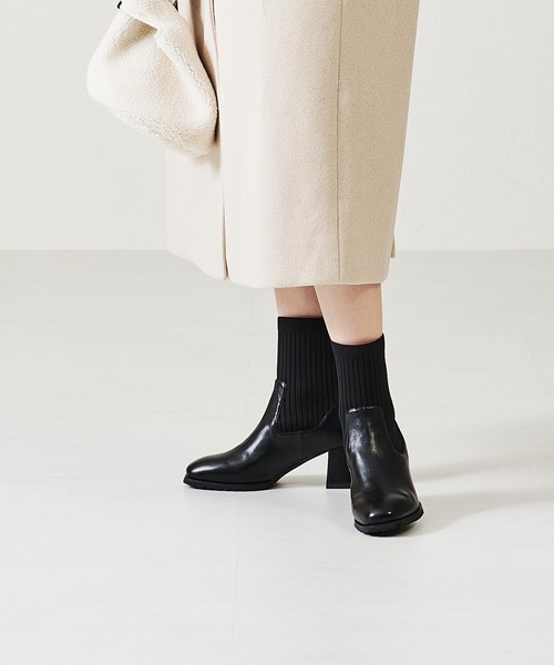 ORiental TRaffic（オリエンタルトラフィック）の「スクエアトゥニットヒールブーツ/21421（ブーツ・レディース・ブラック/ベージュ/レッド・LL/S/M/L/SS/3L）」の12枚目の写真