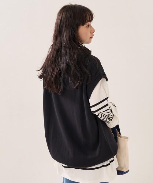ハーフジップニットニットベスト axes femme ニット セーター ハーフジップニットベスト