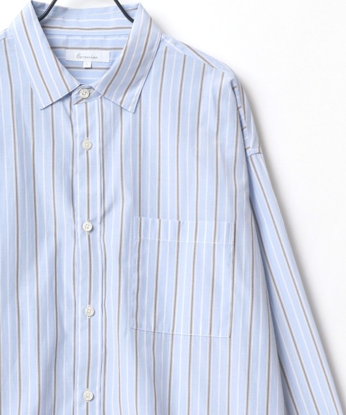 Lazar(ラザル)の「別注 Oversize Broad Stripe Regular Collar Shirt/オーバーサイズ ブロード ストライプ レギュラーカラーシャツ(シャツ/ブラウス・メンズ・ブルー系その他2/ブルー系その他/ベージュ系その他/ブルー系その他3・M/L)」の1枚目の写真