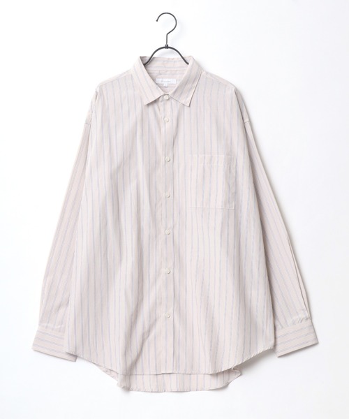 Lazar(ラザル)の「別注 Oversize Broad Stripe Regular Collar Shirt/オーバーサイズ ブロード ストライプ レギュラーカラーシャツ(シャツ/ブラウス・メンズ・ブルー系その他2/ブルー系その他/ベージュ系その他/ブルー系その他3・M/L)」の5枚目の写真