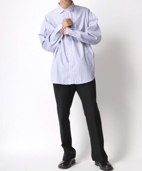 セール】別注 Oversize Broad Stripe Regular Collar Shirt