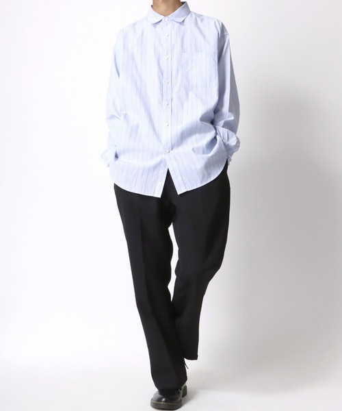Lazar(ラザル)の「別注 Oversize Broad Stripe Regular Collar Shirt/オーバーサイズ ブロード ストライプ レギュラーカラーシャツ(シャツ/ブラウス・メンズ・ブルー系その他2/ブルー系その他/ベージュ系その他/ブルー系その他3・M/L)」の18枚目の写真