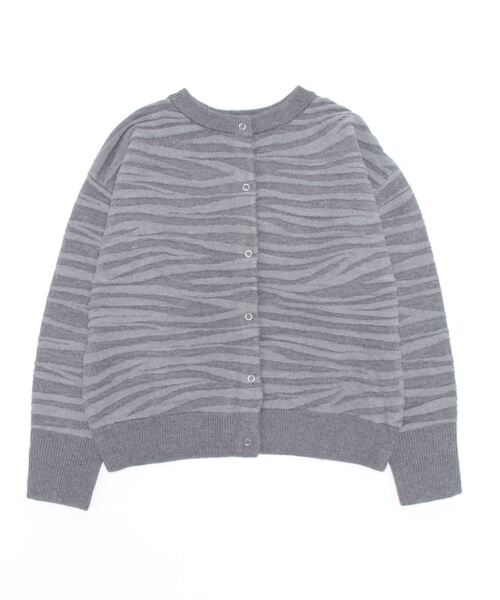 Q（キュー）の「ゼブラ柄2wayニットカーディガン（カーディガン/ボレロ・レディース・グレー/グリーン・MEDIUM）」の8枚目の写真