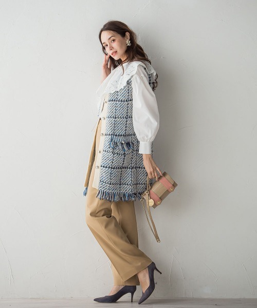 Viaggio Blu(ビアッジョブルー)の「【2WAY】ビック刺繍カラーブラウス≪手洗い可能≫(シャツ/ブラウス・レディース・ネイビー/ホワイト・M/S)」の6枚目の写真