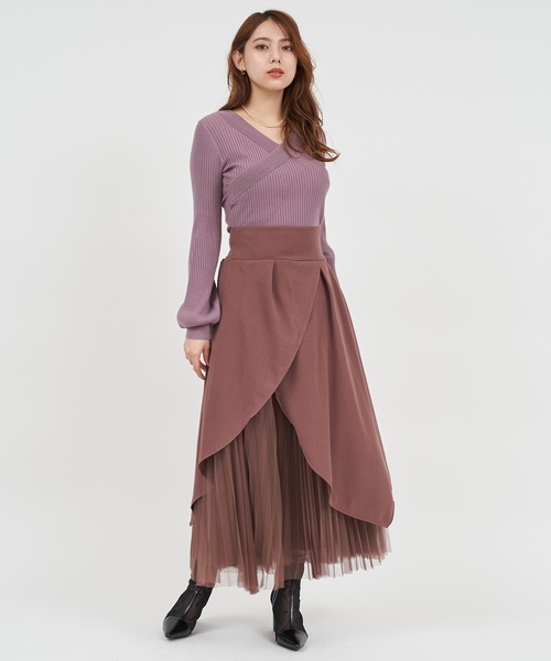 ROYAL PARTY(ロイヤルパーティー)の「カシュクールリブニットトップス(ニット/セーター・レディース・ブラック/ピンク/オフホワイト・FREE)」の8枚目の写真