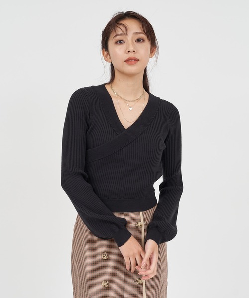 ROYAL PARTY(ロイヤルパーティー)の「カシュクールリブニットトップス(ニット/セーター・レディース・ブラック/ピンク/オフホワイト・FREE)」の15枚目の写真